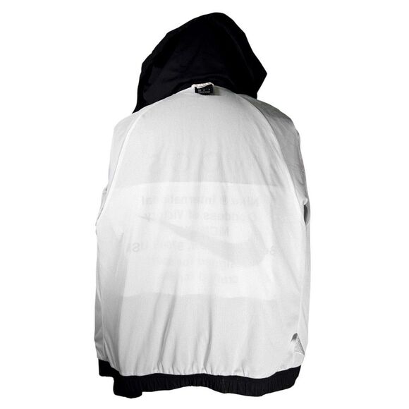 Vintage 90s Nike Double Swoosh Windbreaker Jacket Black Hooded Spell Out Medium - Picture 6 of 10